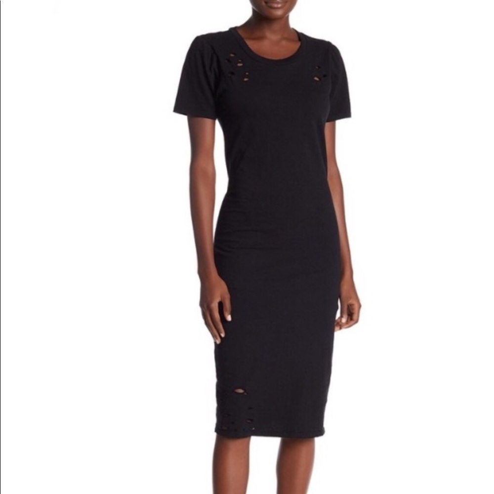 Abound distressed midi dress black Large NWOT